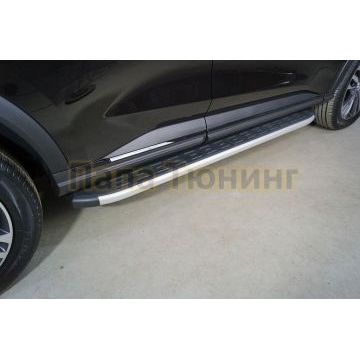 Пороги алюминиевые с пластиковой накладкой 1720 мм ТСС для Haval F7 4WD 2022-