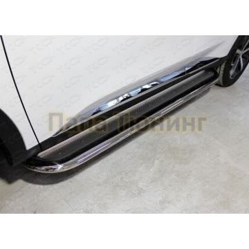 Пороги с площадкой (нерж. лист) 75х42 мм ТСС для Haval F7 4WD 2022-