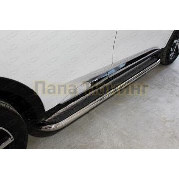 Пороги с площадкой (нерж. лист) 60,3 мм ТСС для Haval F7 4WD 2022-