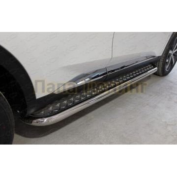 Пороги с площадкой 60,3 мм ТСС для Haval F7 4WD 2022-