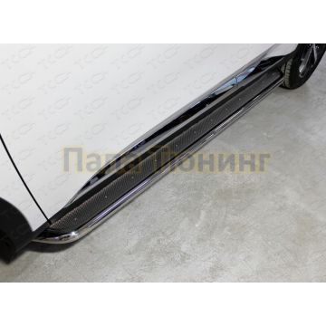Пороги с площадкой (нерж. лист) 42,4 мм ТСС для Haval F7 4WD 2022-
