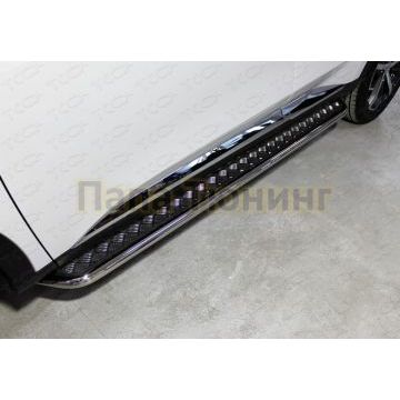 Пороги с площадкой 42,4 мм ТСС для Haval F7 4WD 2022-