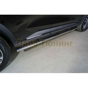 Пороги овальные с проступью 75х42 мм ТСС для Haval F7 4WD 2022-