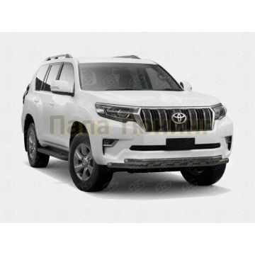 Защита переднего бампера d57 секции-d57 секции+декор black РусСталь для Toyota Land Cruiser Prado 150 2017-