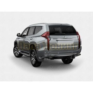 Защита заднего бампера уголки d57 секция black РусСталь для Mitsubishi Pajero Sport 2016-2021
