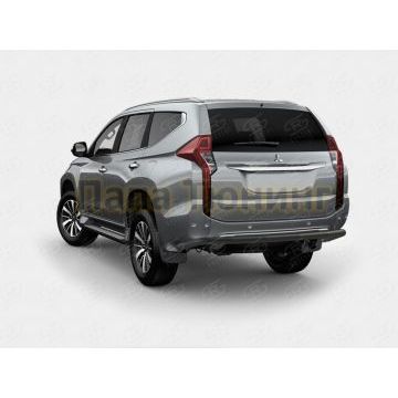 Защита заднего бампера d57 секции black РусСталь для Mitsubishi Pajero Sport 2016-2021