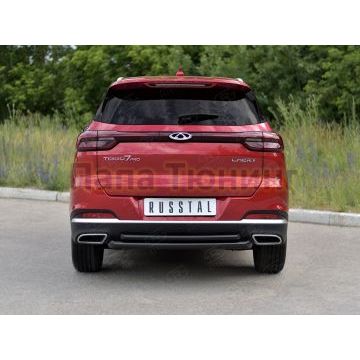 Защита заднего бампера d57 дуга-d42 дуга black РусСталь для Chery Tiggo 7 PRO 2020-