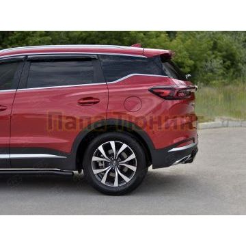 Защита заднего бампера d57 дуга-d42 дуга black РусСталь для Chery Tiggo 7 PRO 2020-