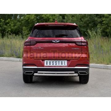 Защита заднего бампера d57 дуга-d42 дуга РусСталь для Chery Tiggo 7 PRO 2020-