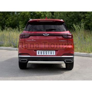 Защита заднего бампера 75х42 дуга РусСталь для Chery Tiggo 7 PRO 2020-