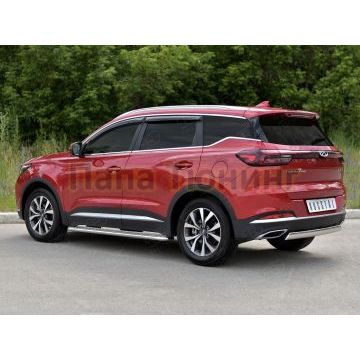 Защита заднего бампера 75х42 дуга РусСталь для Chery Tiggo 7 PRO 2020-