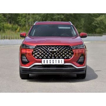 Защита переднего бампера d57 секции black РусСталь для Chery Tiggo 7 PRO 2020-