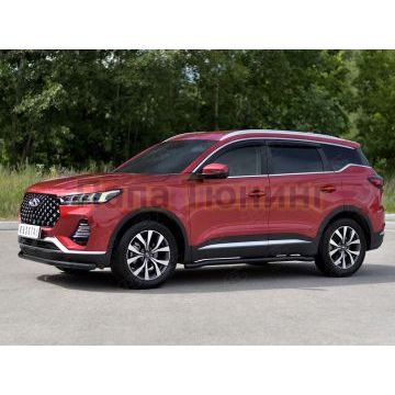 Защита переднего бампера d57 секции black РусСталь для Chery Tiggo 7 PRO 2020-