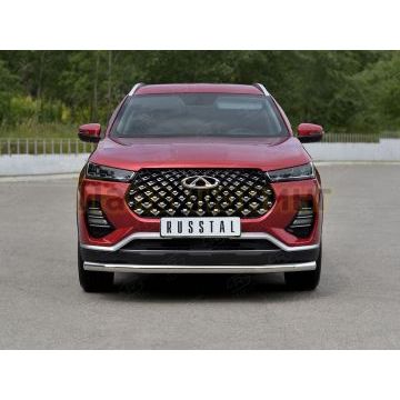 Защита переднего бампера d57 секции РусСталь для Chery Tiggo 7 PRO 2020-