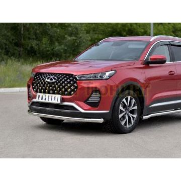 Защита переднего бампера d57 секции РусСталь для Chery Tiggo 7 PRO 2020-