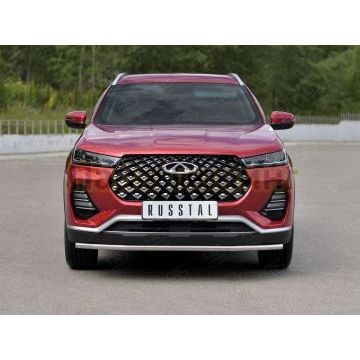 Защита переднего бампера d42 секции РусСталь для Chery Tiggo 7 PRO 2020-