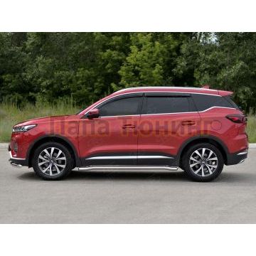 Пороги труба d57 секции (вариант 3) РусСталь для Chery Tiggo 7 PRO 2020-
