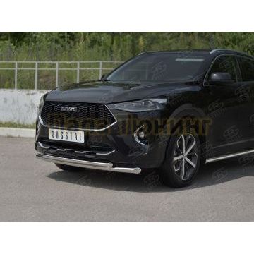 Защита переднего бампера d57 секции-d42 дуга РусСталь для Haval F7X 1.5 4WD 2019-2022