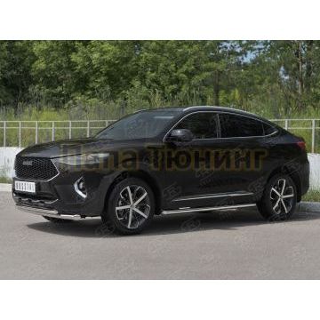 Защита переднего бампера d57 секции-d42 дуга РусСталь для Haval F7X 1.5 4WD 2019-2022
