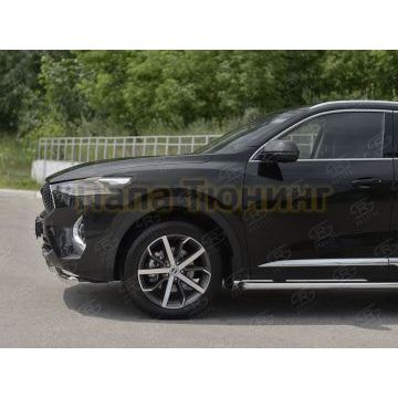 Защита переднего бампера d57 секции-d42 дуга РусСталь для Haval F7X 1.5 4WD 2019-2022