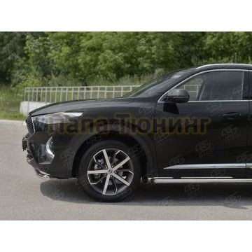 Защита переднего бампера d57 секции РусСталь для Haval F7X 1.5 4WD 2019-2022