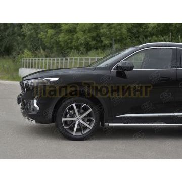 Защита переднего бампера d42 секции-d42 дуга РусСталь для Haval F7X 1.5 4WD 2019-2022