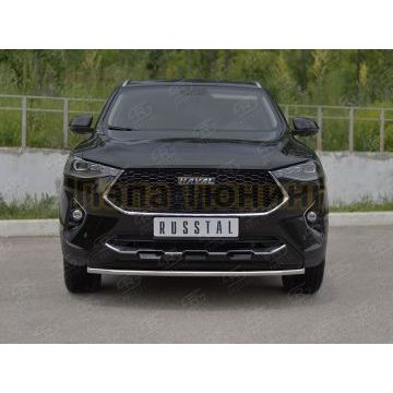 Защита переднего бампера d42 секции РусСталь для Haval F7X 1.5 4WD 2019-2022