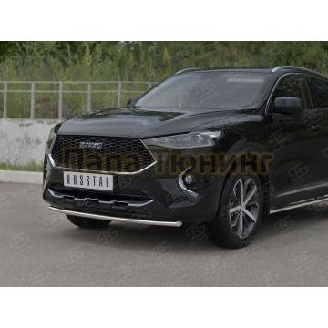 Защита переднего бампера d42 секции РусСталь для Haval F7X 1.5 4WD 2019-2022