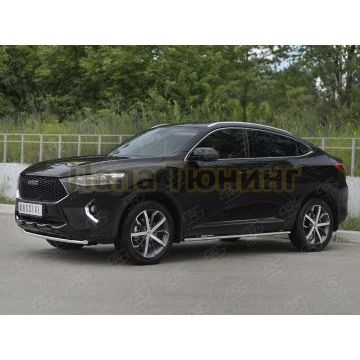 Защита переднего бампера d42 секции РусСталь для Haval F7X 1.5 4WD 2019-2022