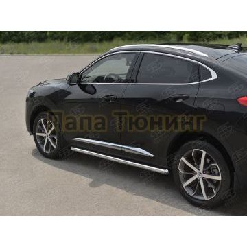 Пороги труба d57 (вариант 2) РусСталь для Haval F7X 1.5 4WD 2019-2022