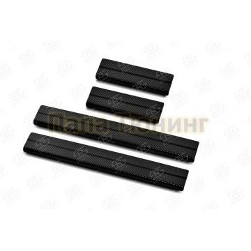 Накладки на пороги RUSSTAL (нерж., карбон, надпись) РусСталь для Haval F7X 1.5 4WD 2019-2022