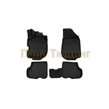 Коврики 3D в салон с ручкой для лючка бензобака полиуретан 4 штуки на хетчбек Autofamily для Renault Sandero 2015-