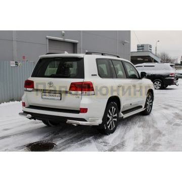 Защита заднего бампера уголки двойные d76/42+ защита переднего бампера двойная d76/42 для Toyota Land Cruiser 200 Excalibur 2017-