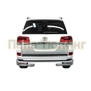 Защита заднего бампера d76/42 уголки двойные для Toyota Land Cruiser 200 Executive Lounge 2018-