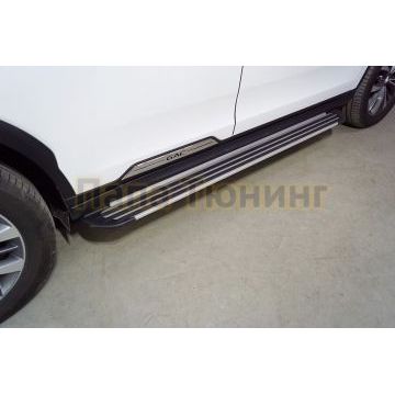 Пороги алюминиевые "Slim Line Silver" 1820 мм ТСС для Gac GS8 2.0T 4WD 2019-2023 Пороги алюминиевые "Slim Line Silver" 1820 мм ТСС для Gac GS8 2.0T 4WD 2019-2023