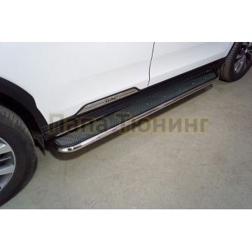 Пороги с площадкой (нерж. лист) 42,4 мм ТСС для Gac GS8 2.0T 4WD 2019-2023 Пороги с площадкой (нерж. лист) 42,4 мм ТСС для Gac GS8 2.0T 4WD 2019-2023