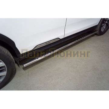 Пороги овальные с проступью 75х42 мм ТСС для Gac GS8 2.0T 4WD 2019-2023 Пороги овальные с проступью 75х42 мм ТСС для Gac GS8 2.0T 4WD 2019-2023