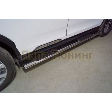 Пороги овальные с накладкой 120х60 мм ТСС для Gac GS8 2.0T 4WD 2019-2023 Пороги овальные с накладкой 120х60 мм ТСС для Gac GS8 2.0T 4WD 2019-2023