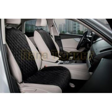 Накидка из алькантары на переднее сиденье автомобиля AutoFlex комплект 2 шт. Цвет черный.