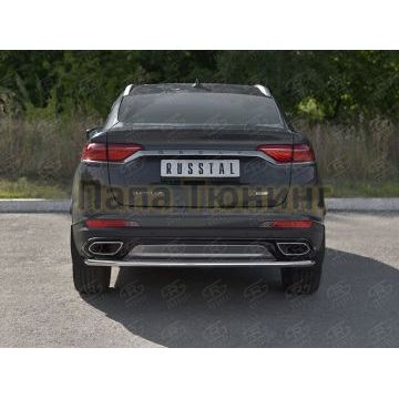 Защита заднего бампера d42 секции РусСталь для Geely Tugella 2020-