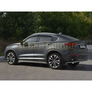 Защита заднего бампера d42 секции РусСталь для Geely Tugella 2020-