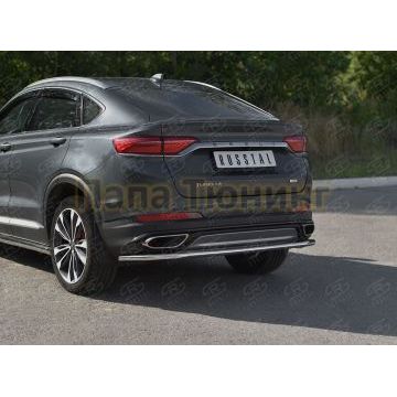 Защита заднего бампера d42 секции РусСталь для Geely Tugella 2020-
