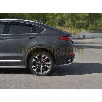 Защита заднего бампера d42 секции РусСталь для Geely Tugella 2020-