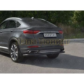 Защита заднего бампера d57 секции black РусСталь для Geely Tugella 2020-