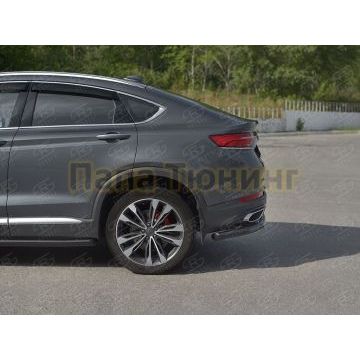 Защита заднего бампера d57 секции black РусСталь для Geely Tugella 2020-