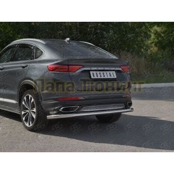 Защита заднего бампера d57 секции РусСталь для Geely Tugella 2020-