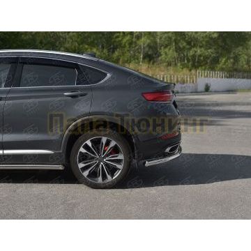 Защита заднего бампера d57 секции РусСталь для Geely Tugella 2020-