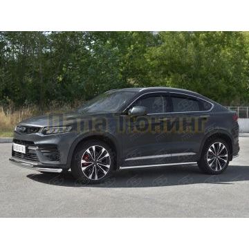 Защита переднего бампера d57 секции-d42 дуга РусСталь для Geely Tugella 2020-