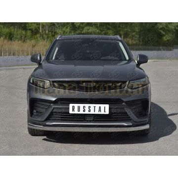 Защита переднего бампера d57 секции РусСталь для Geely Tugella 2020-