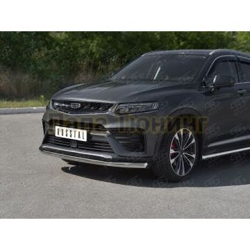 Защита переднего бампера d57 секции РусСталь для Geely Tugella 2020-